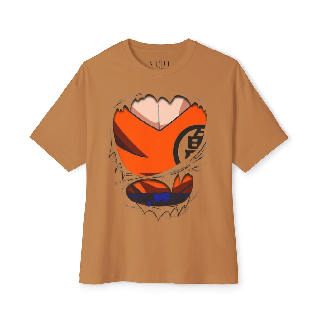 Goku Costume Ripped Chest Tee — Dragon Ball Z Martial Arts Symbol Shirt