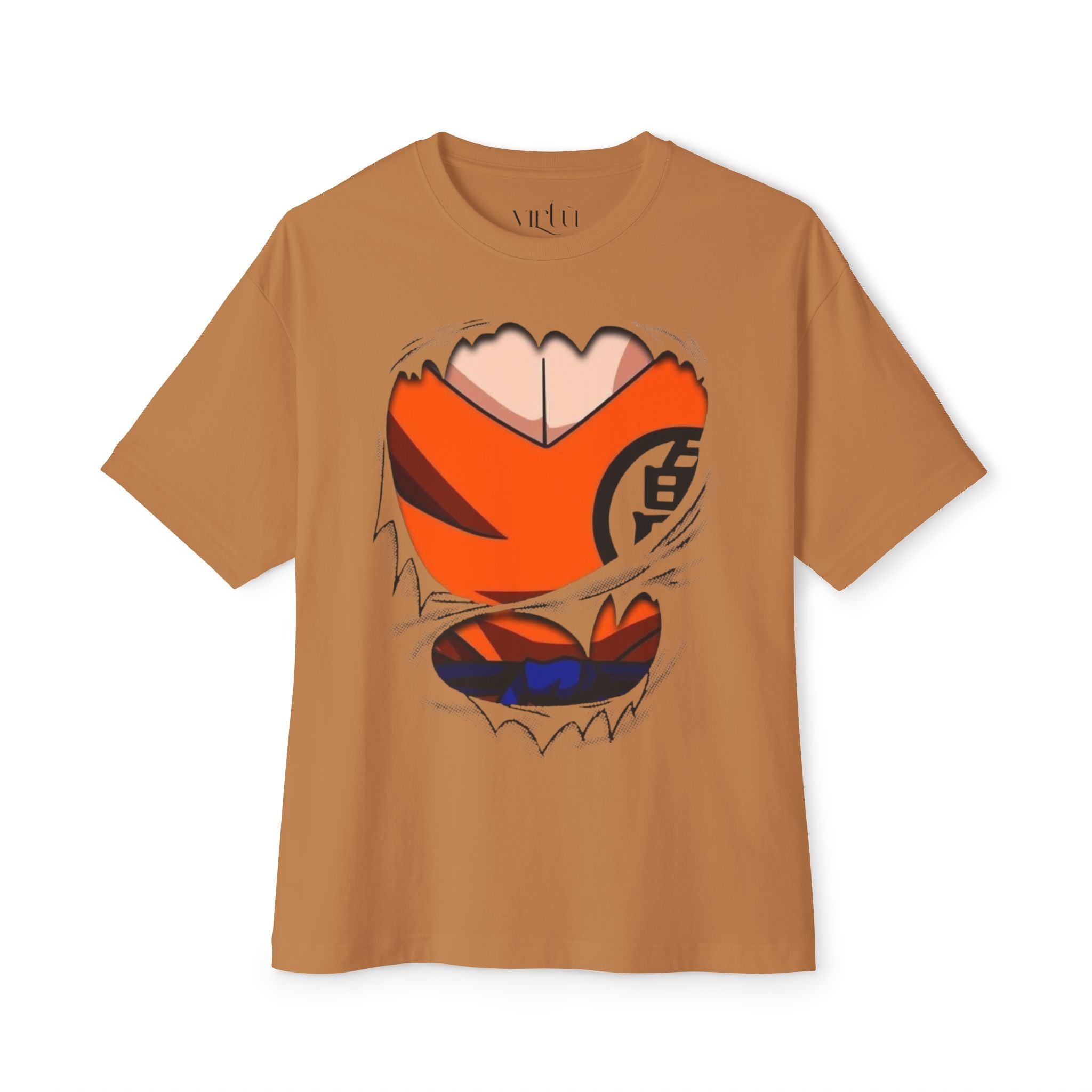 Goku Costume Ripped Chest Tee — Dragon Ball Z Martial Arts Symbol Shirt