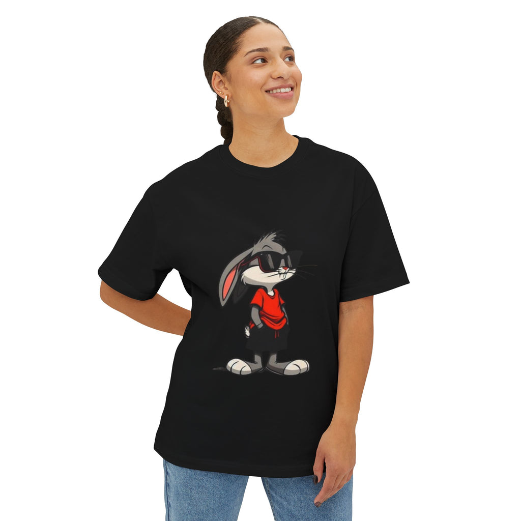 Cool Cartoon Bunny Graphic Tee — Oversized Boxy T-Shirt