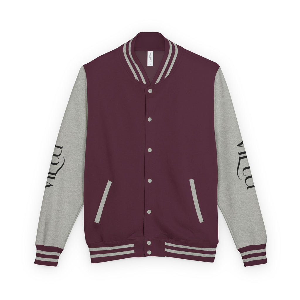 Letterman Jacket — Black & White Varsity Bomber with Sleeve Script