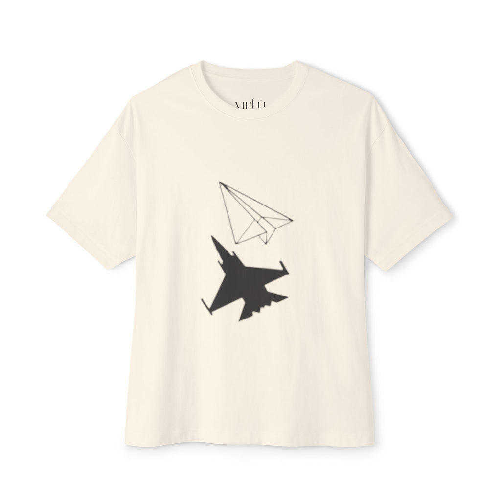 Jet & Paper Plane Graphic Tee — Aviation Contrast Design