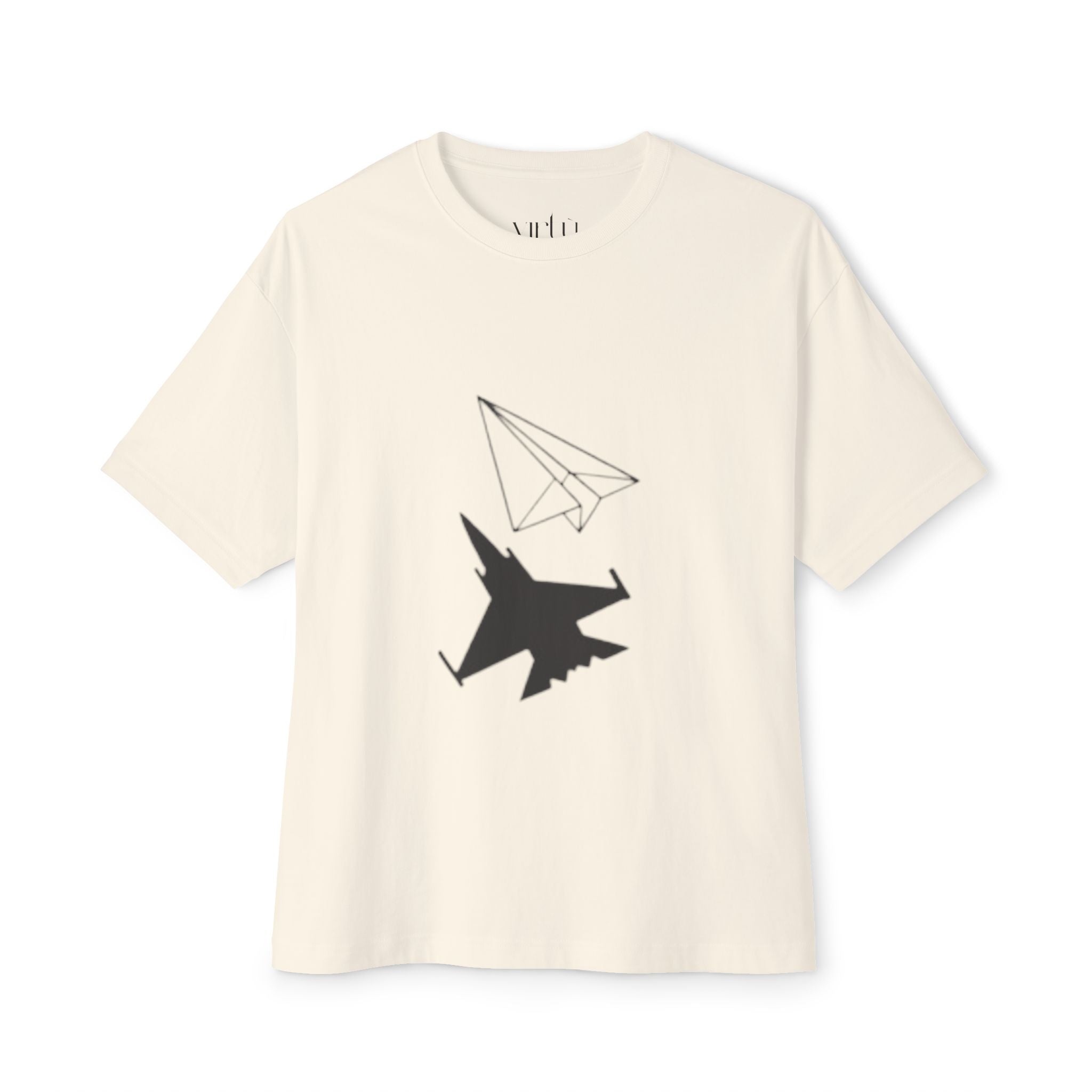 Jet & Paper Plane Graphic Tee — Aviation Contrast Design