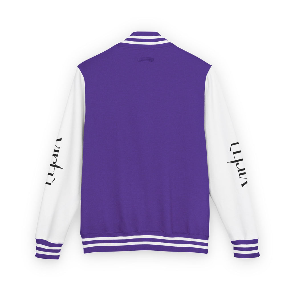 Letterman Jacket — Black & White Varsity Bomber with Sleeve Script