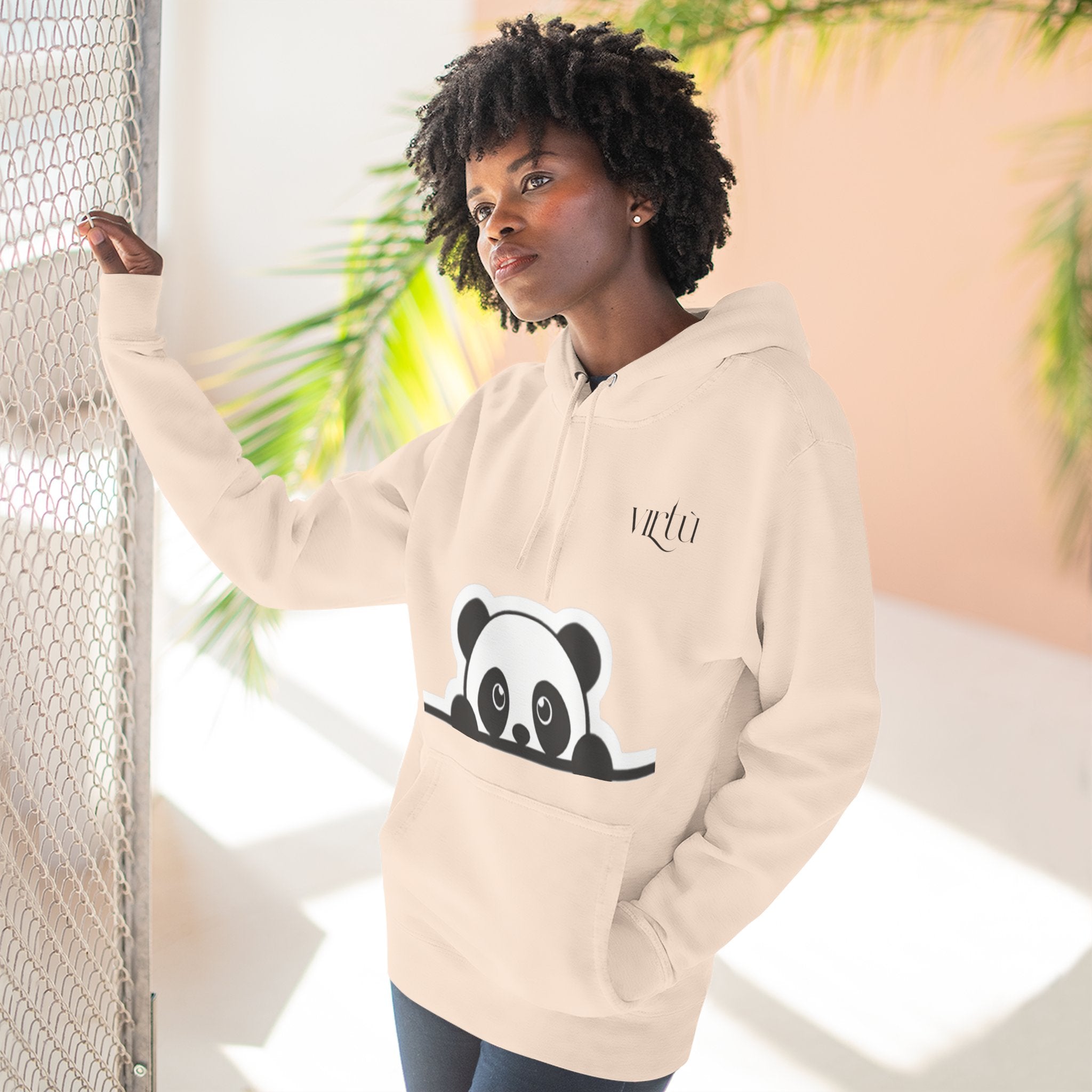 Panda Peek Hoodie — Cute Peeking Panda Fleece Pullover