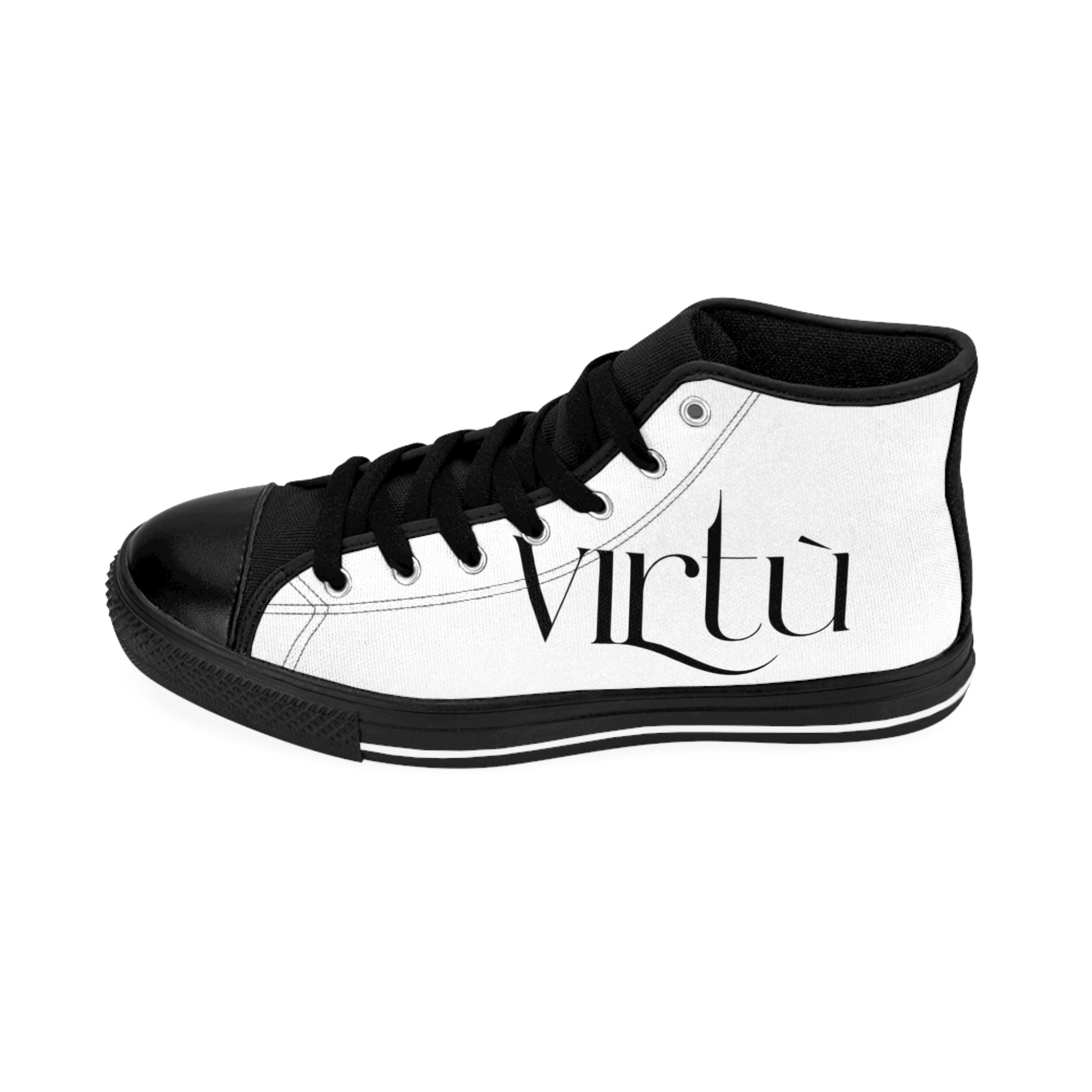 Virtù High-Top Sneakers — Minimalist Black & White Logo Shoes for Men