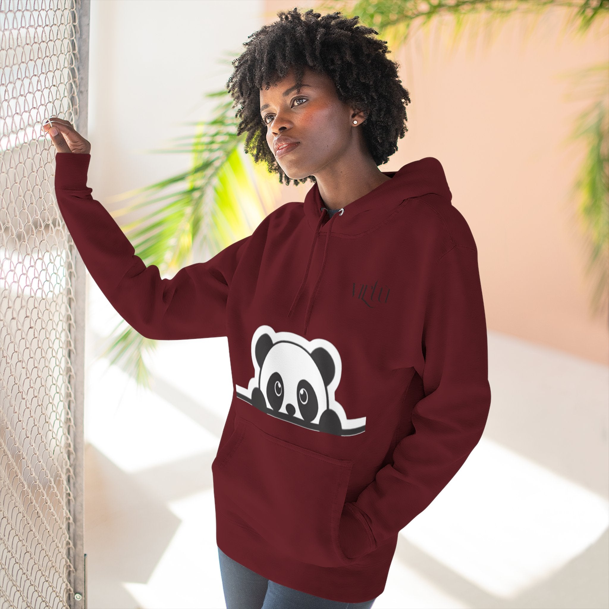 Panda Peek Hoodie — Cute Peeking Panda Fleece Pullover