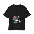 Cat Cartoon Tee — "Life Is Not Coming Back" Oversized Graphic T-Shirt