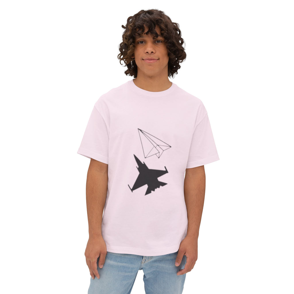 Jet & Paper Plane Graphic Tee — Aviation Contrast Design
