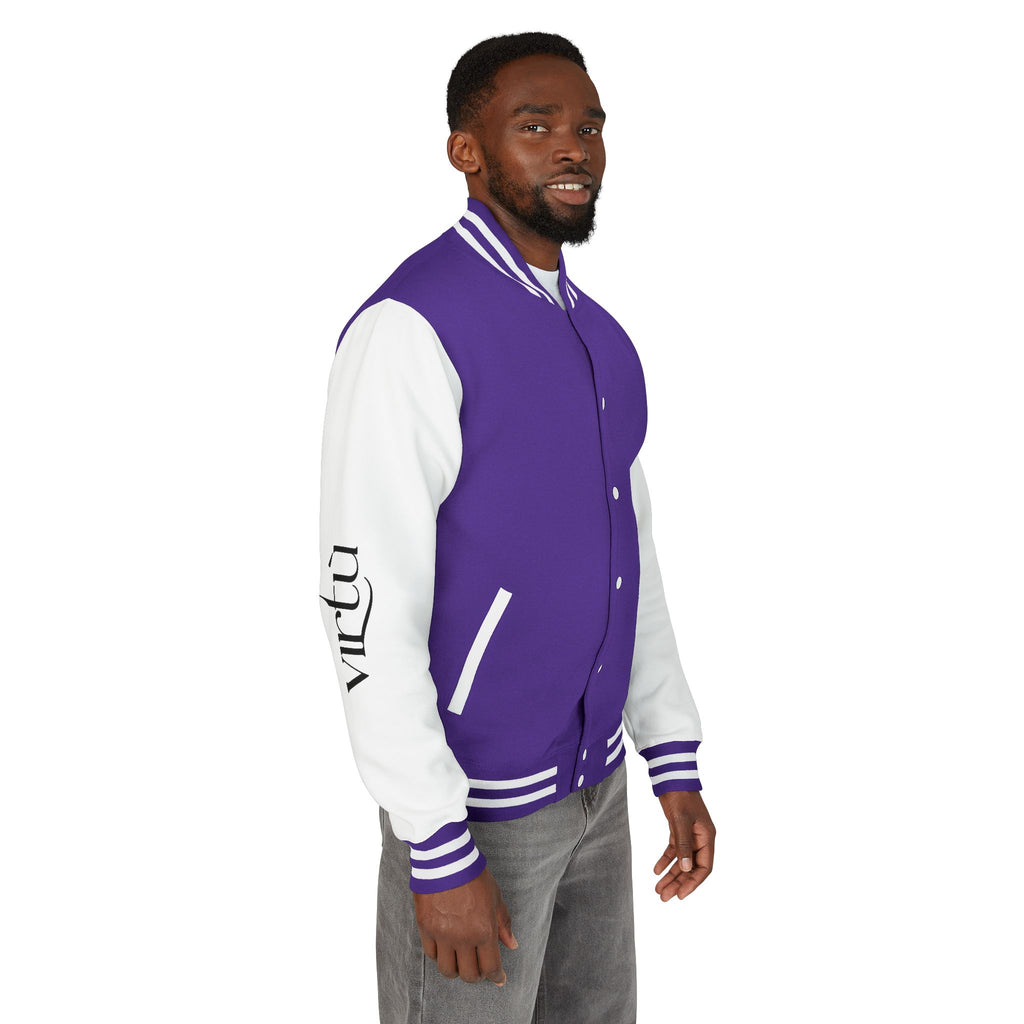 Letterman Jacket — Black & White Varsity Bomber with Sleeve Script