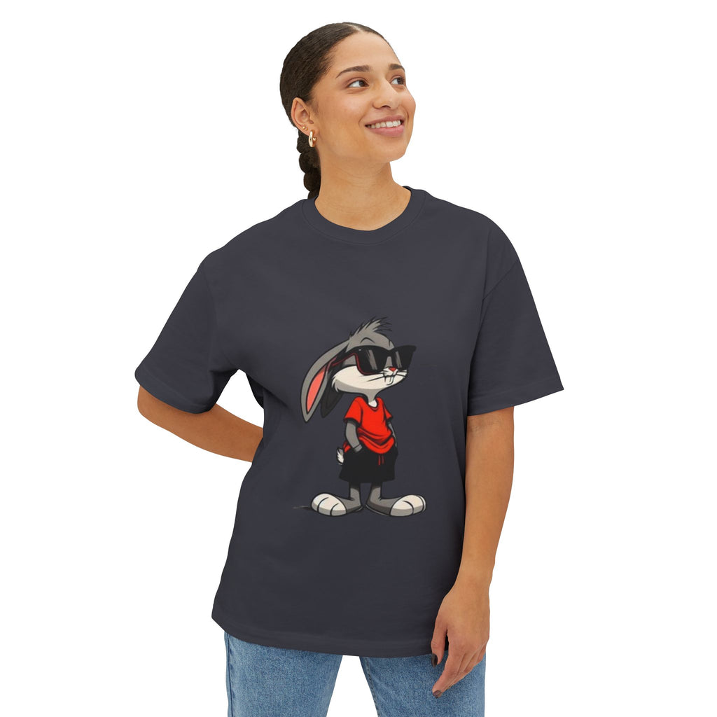 Cool Cartoon Bunny Graphic Tee — Oversized Boxy T-Shirt