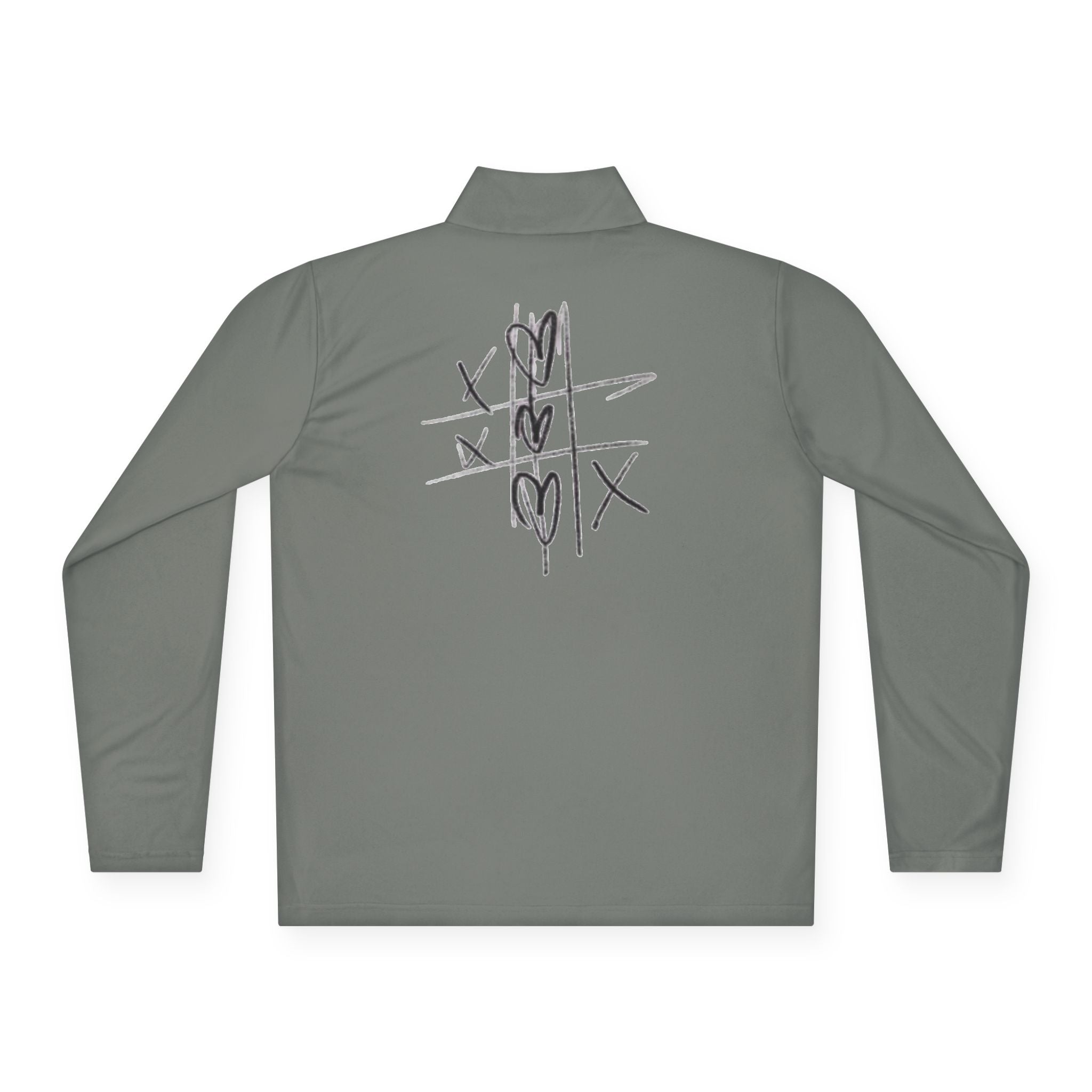 Quarter‑Zip Pullover — Hand‑Drawn Tic‑Tac‑Toe Hearts Graphic