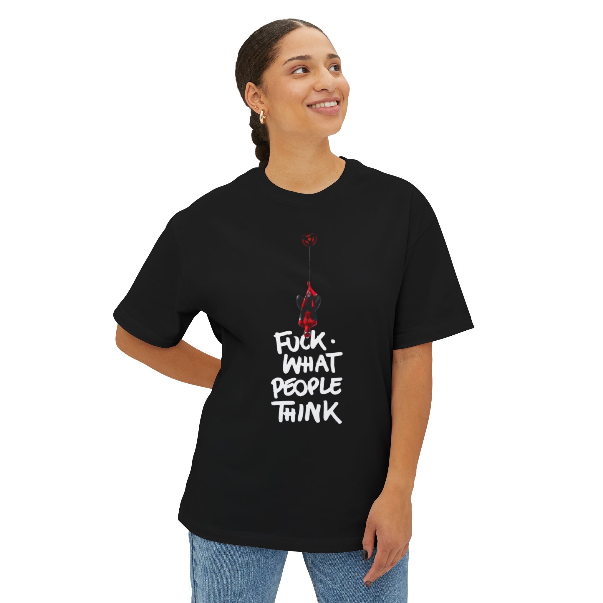 Graphic Tee — "Fuck What People Think" Oversized Boxy T-Shirt