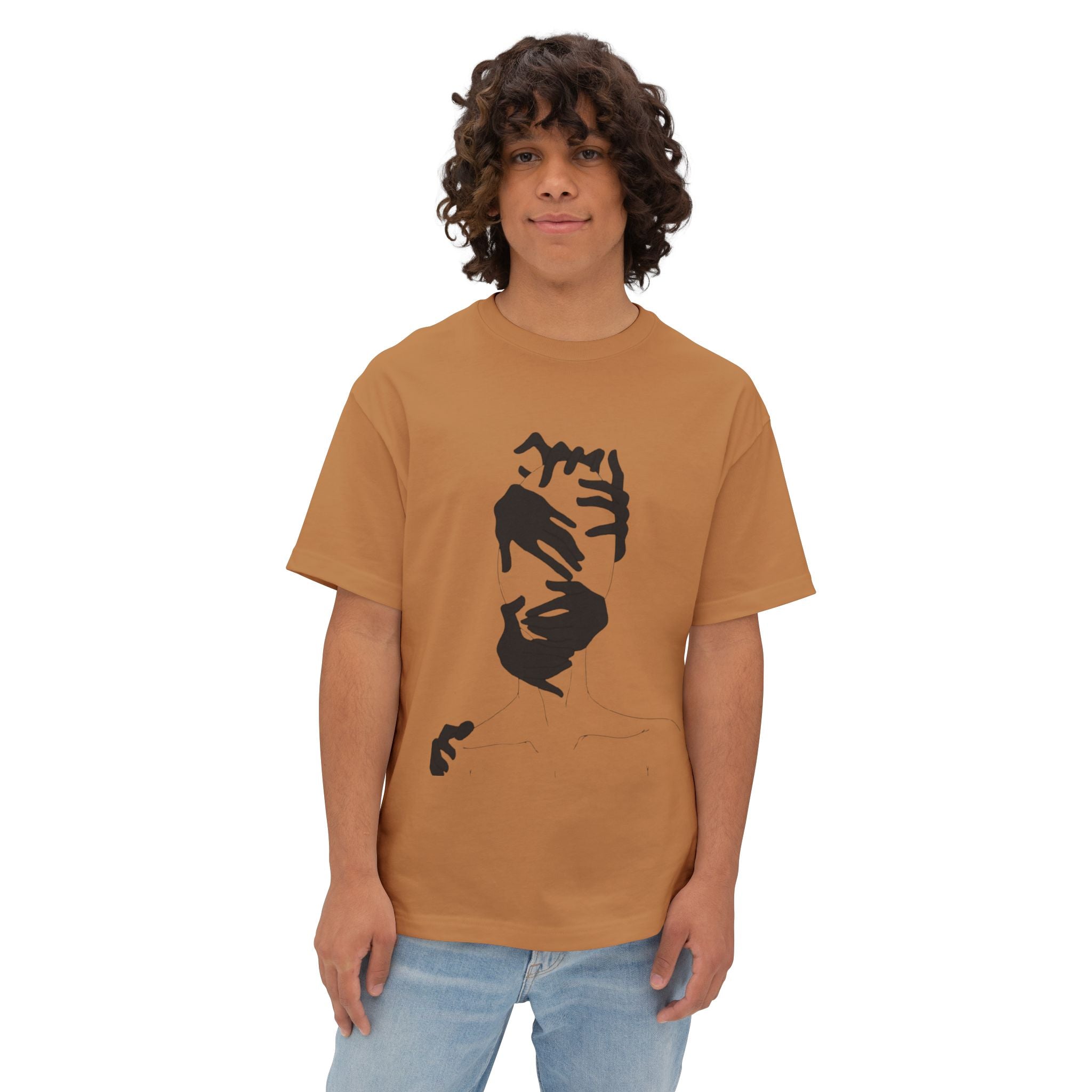 Boxy Tee — Minimalist Abstract Face Graphic T‑Shirt