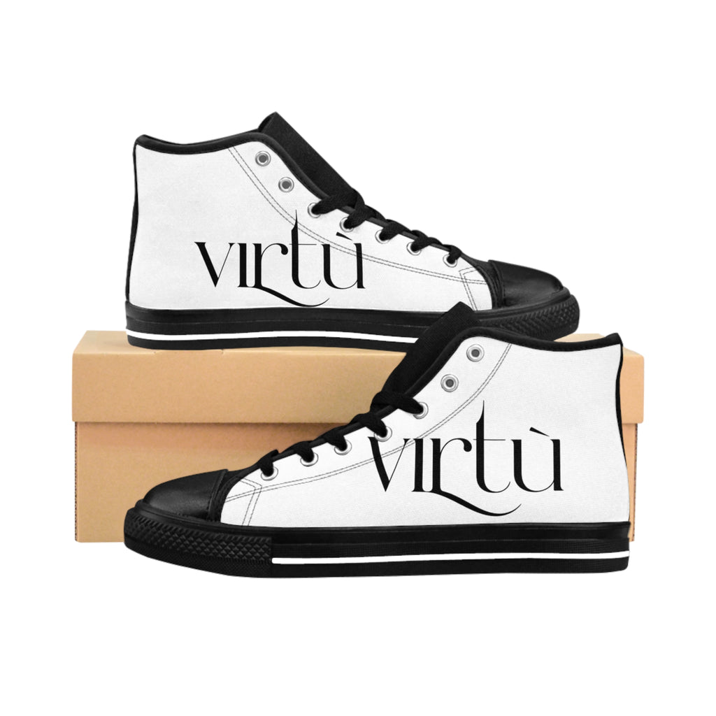 Virtù High-Top Sneakers — Minimalist Black & White Logo Shoes for Men