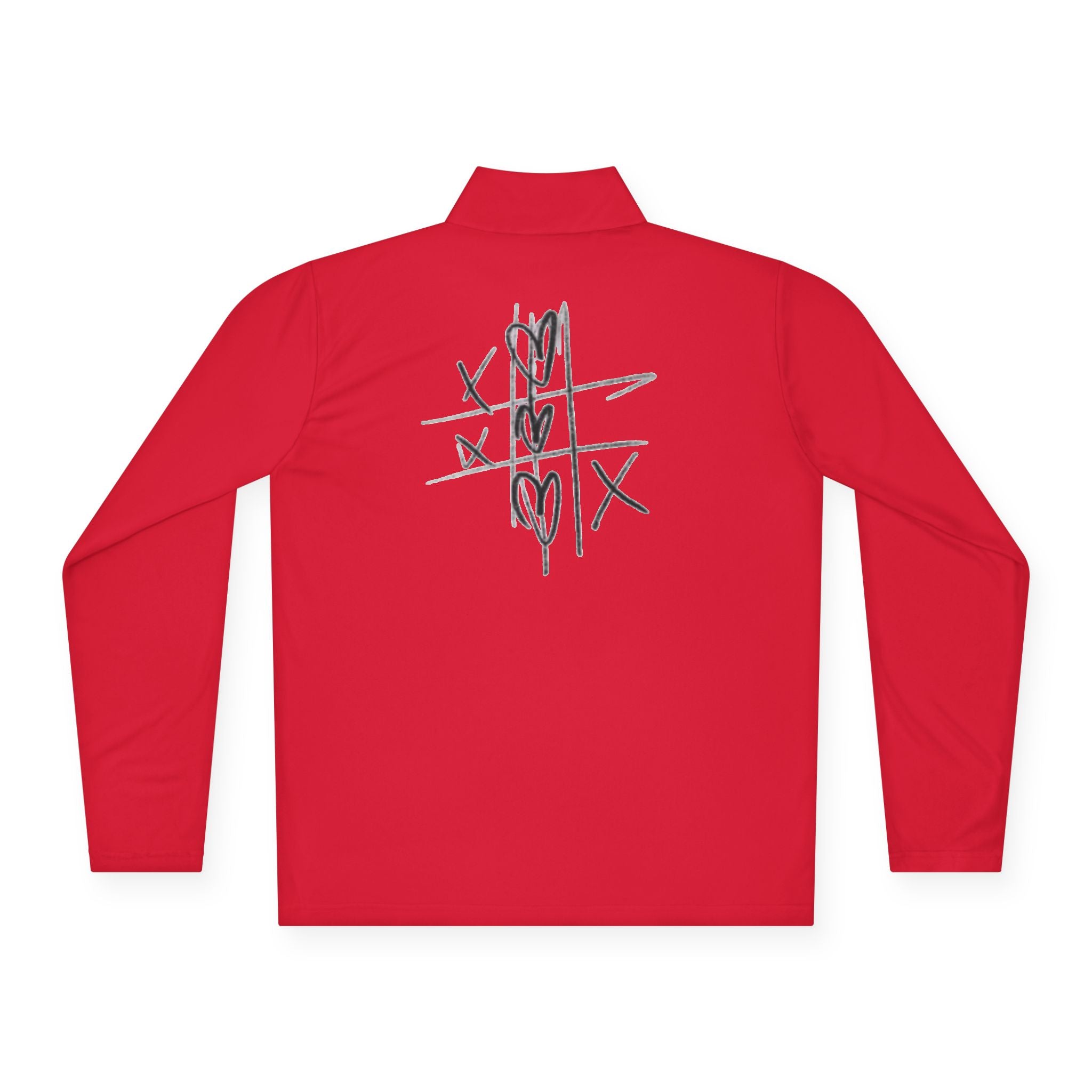 Quarter‑Zip Pullover — Hand‑Drawn Tic‑Tac‑Toe Hearts Graphic