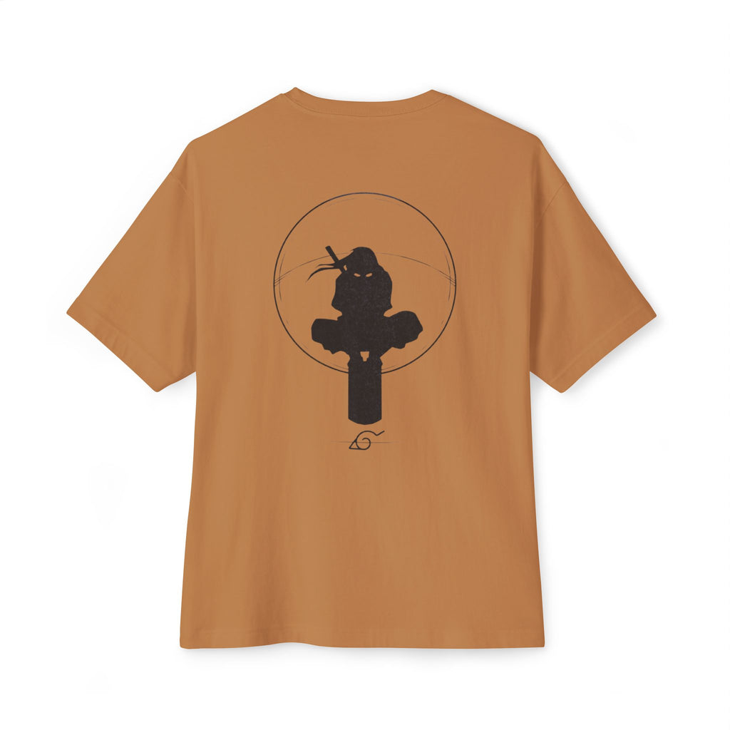 Ninja Silhouette Boxy Tee — Japanese Kanji Sakura Sun Graphic