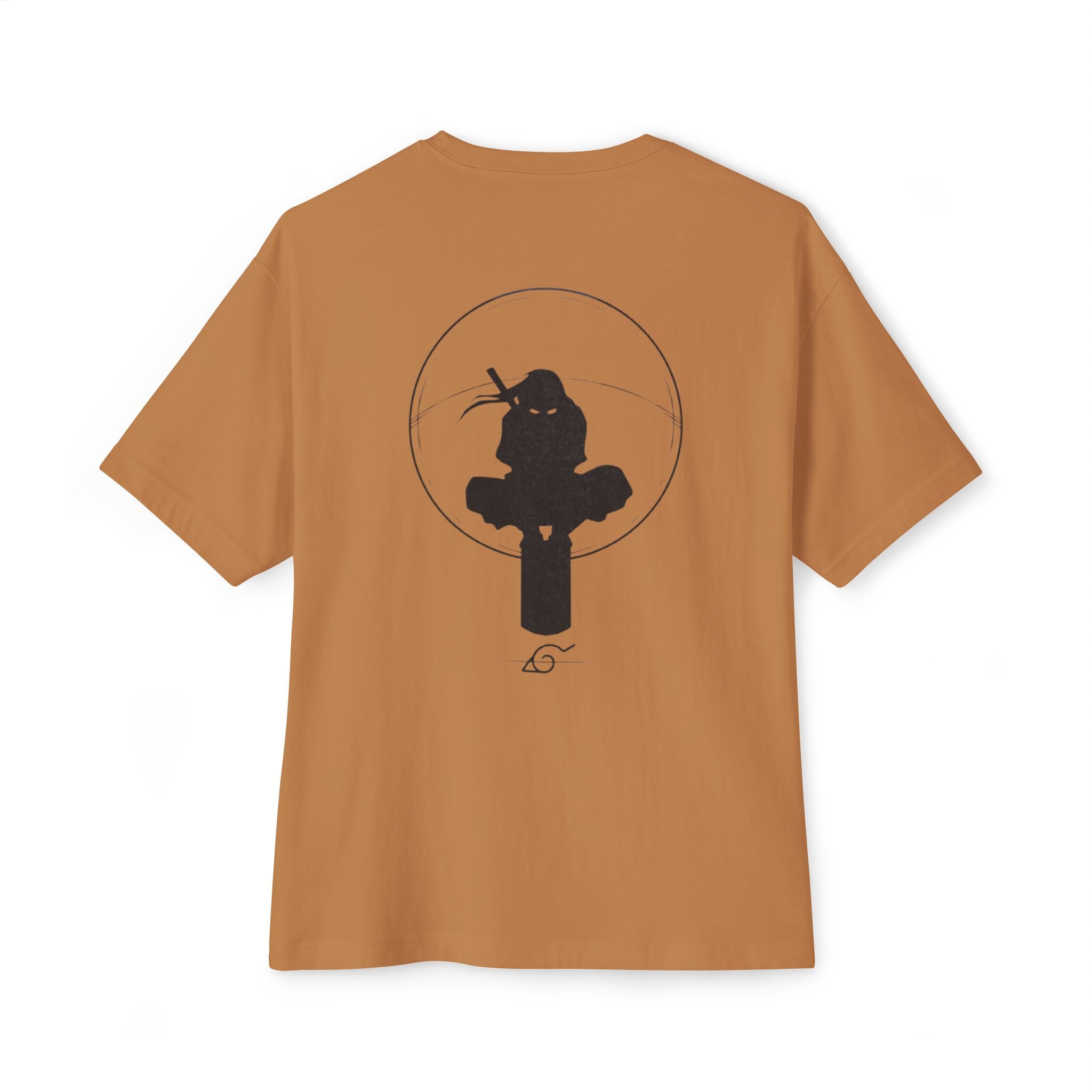 Ninja Silhouette Boxy Tee — Japanese Kanji Sakura Sun Graphic