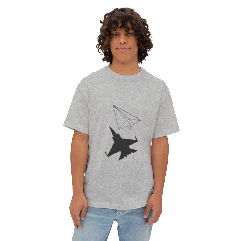 Jet & Paper Plane Graphic Tee — Aviation Contrast Design