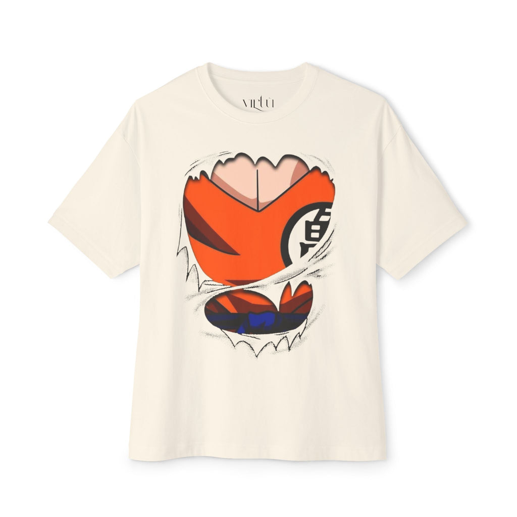 Goku Costume Ripped Chest Tee — Dragon Ball Z Martial Arts Symbol Shirt