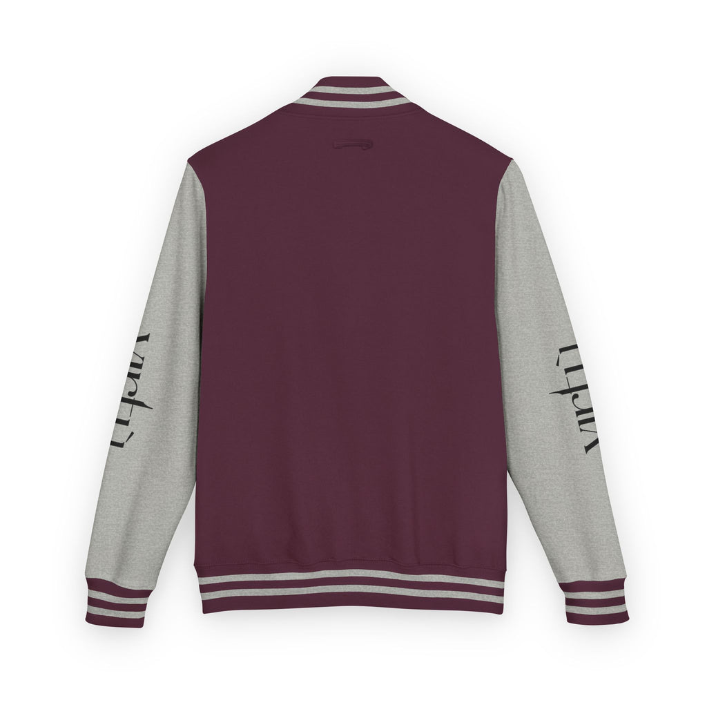 Letterman Jacket — Black & White Varsity Bomber with Sleeve Script