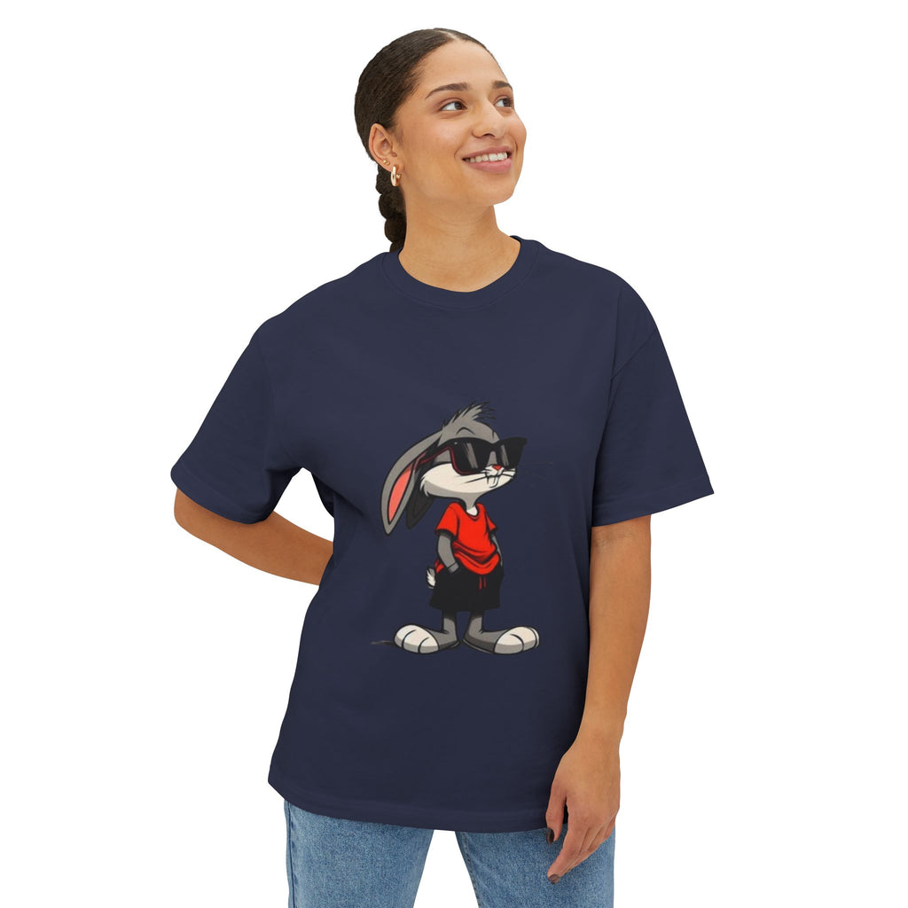 Cool Cartoon Bunny Graphic Tee — Oversized Boxy T-Shirt
