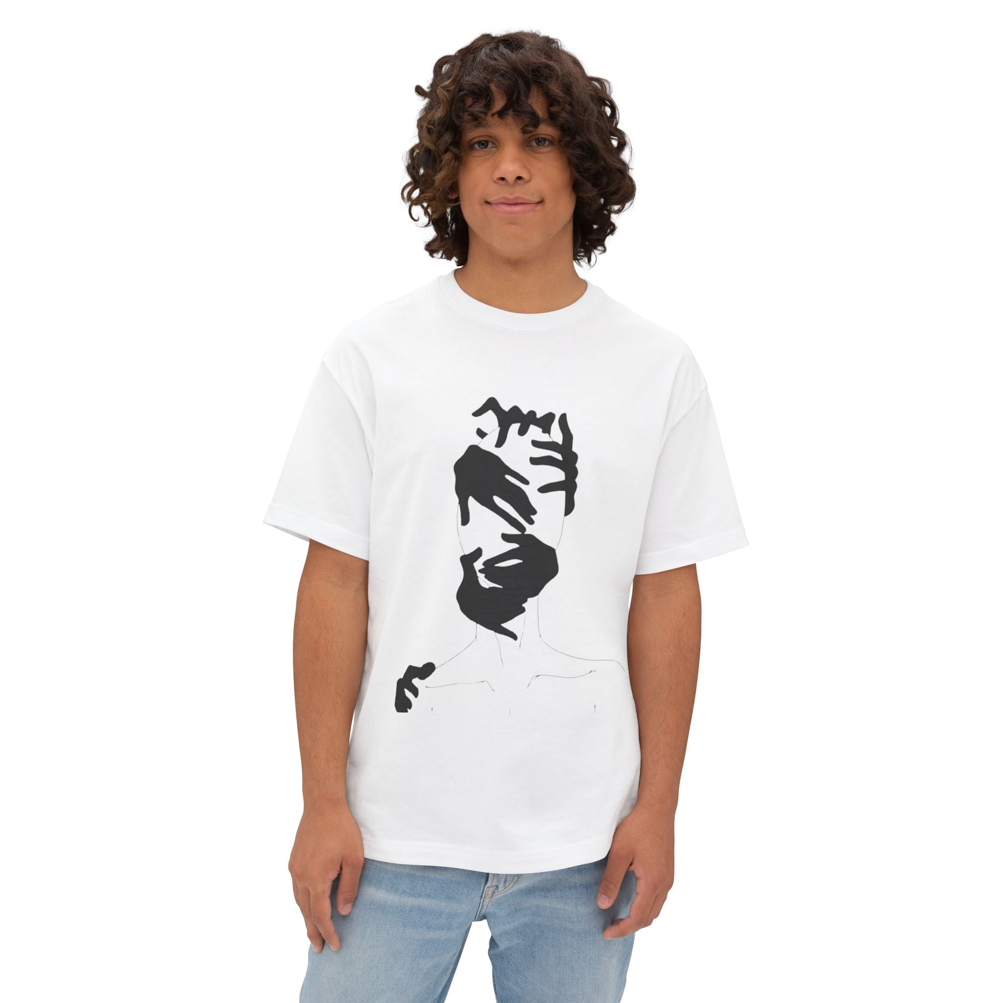 Boxy Tee — Minimalist Abstract Face Graphic T‑Shirt
