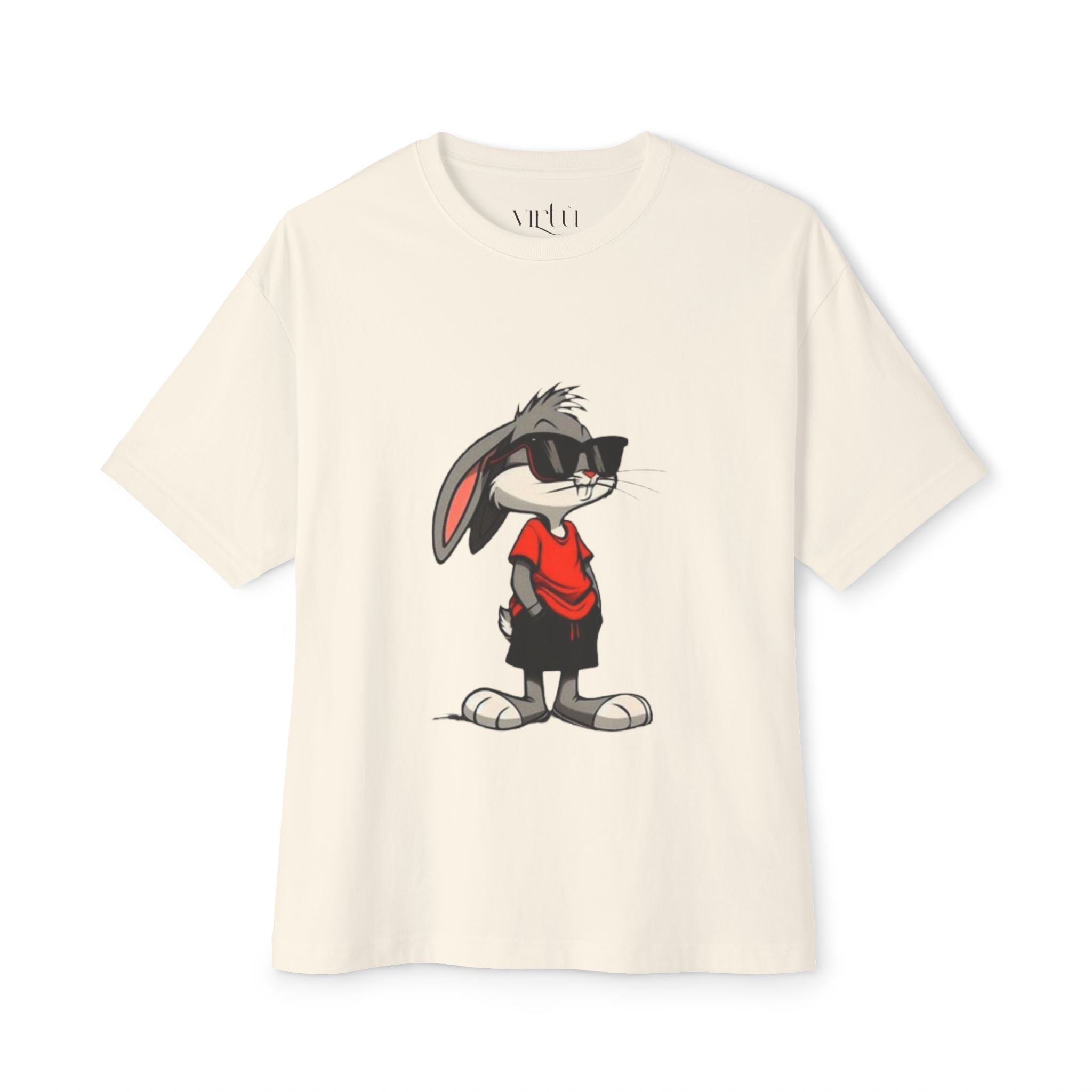 Cool Cartoon Bunny Graphic Tee — Oversized Boxy T-Shirt