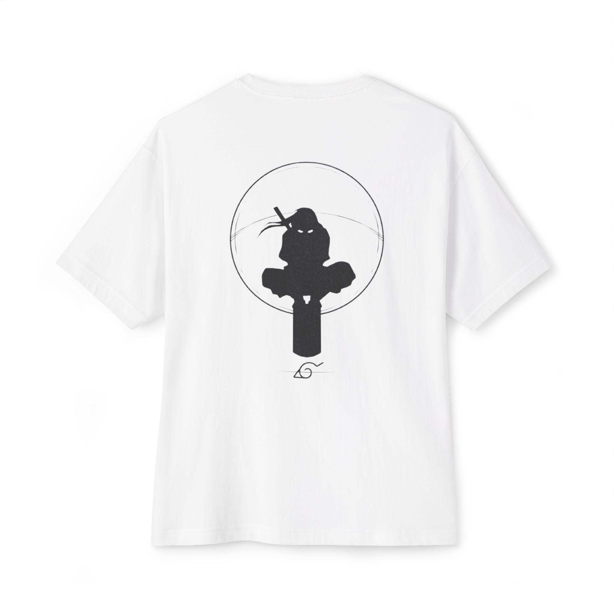 Ninja Silhouette Boxy Tee — Japanese Kanji Sakura Sun Graphic
