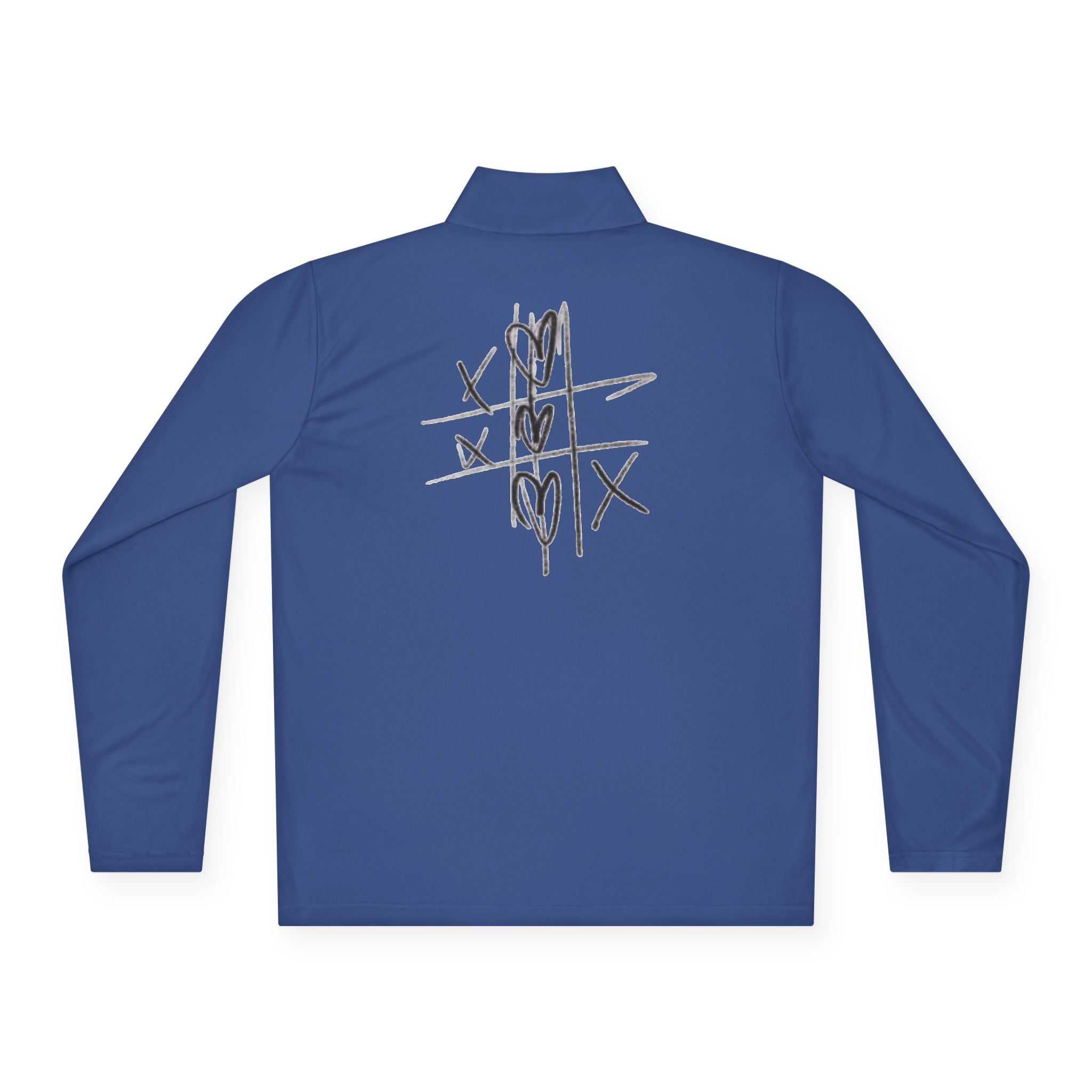 Quarter‑Zip Pullover — Hand‑Drawn Tic‑Tac‑Toe Hearts Graphic